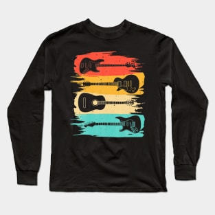 Vintage Guitar Gift For Men Women Music Band Guita Long Sleeve T-Shirt